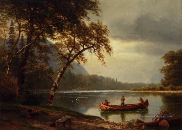 Pêche au saumon sur la rivière Cascapediac Albert Bierstadt Peinture à l'huile